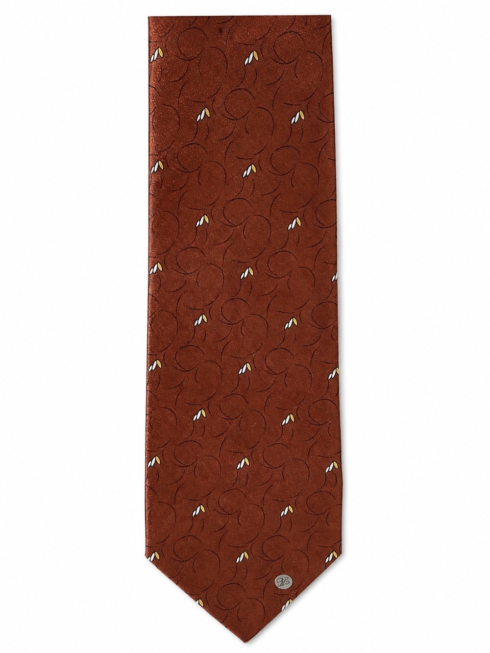 Versace Rust Brown Silk Tie with Subtle Motif